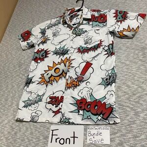 LRSCOOP multicolor Button Up Shirt with comic book Men S. SKU-C111